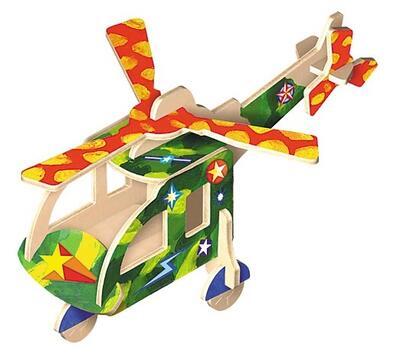 Dřevěná skládačka s obtisky - Chlapecké motivy - letadlo, formule, motorka, vrtulník - 7